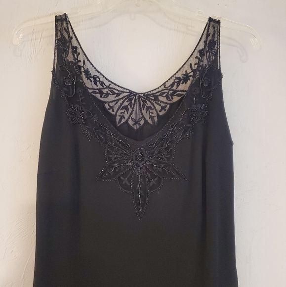 Vtg Remini By Shaw 10 Black Beaded Gown Maxi Dress Romantic 90s Gothic Formal - Picture 2 of 8